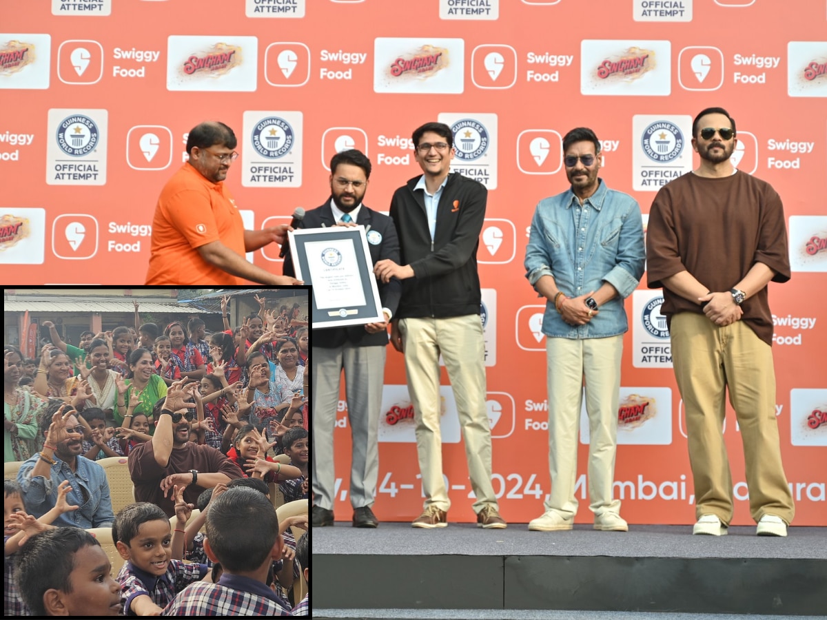 Swiggy With Team Singham Again Creates a Guinness World Record for the Largest Vada Pav 11000 Delivery in a Single Order; एकाच वेळेस अजय देवगनने मागवले 11 हजार वडापाव; थेट गिनीज बुकमध्ये नाव! कारण फारच खास